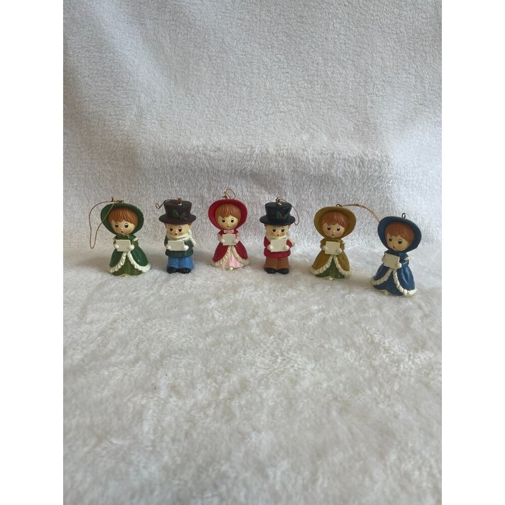 Lot of 6 Vintage Christmas Carollers‎ Boys Girls Holiday Decorating Ornament